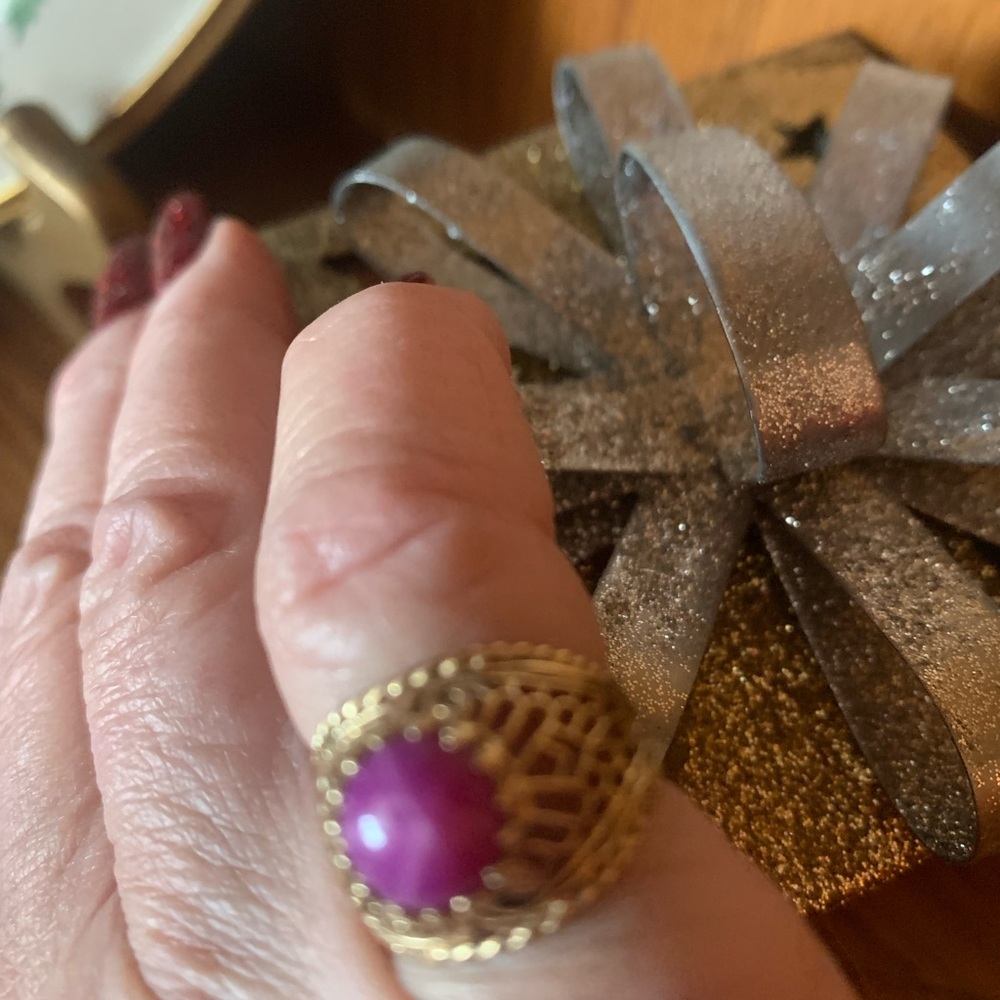 14k VINTAGE RUBY STAR FILIGREE RING - Picture 3 of 9